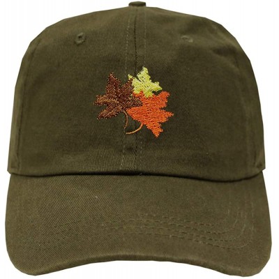 Baseball Caps Fall Leaves Cotton Baseball Dad Caps - Multi Colors - Olive - CY18IZCRY0Z $9.97
