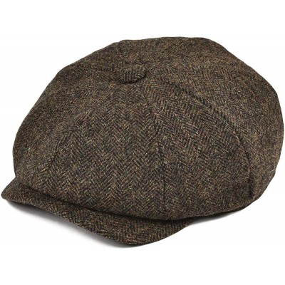 Newsboy Caps Men's Premium Wool Classic Flat Ivy Newsboy Cap Herringbone Pattern Flecked Hat - Herringbone Coffee - CA18SZDUS...