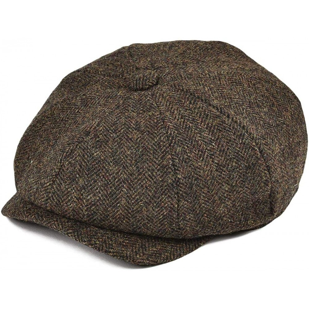 Newsboy Caps Men's Premium Wool Classic Flat Ivy Newsboy Cap Herringbone Pattern Flecked Hat - Herringbone Coffee - CA18SZDUS...