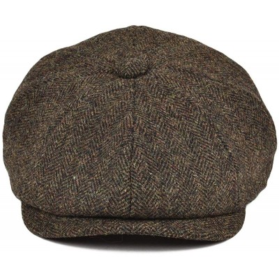 Newsboy Caps Men's Premium Wool Classic Flat Ivy Newsboy Cap Herringbone Pattern Flecked Hat - Herringbone Coffee - CA18SZDUS...