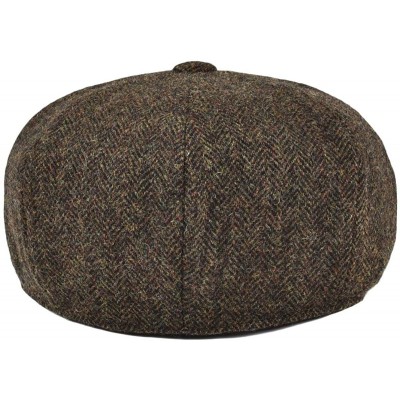 Newsboy Caps Men's Premium Wool Classic Flat Ivy Newsboy Cap Herringbone Pattern Flecked Hat - Herringbone Coffee - CA18SZDUS...