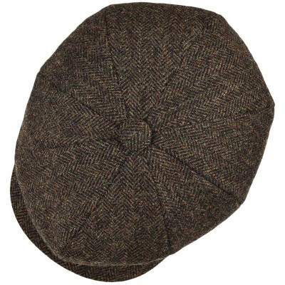 Newsboy Caps Men's Premium Wool Classic Flat Ivy Newsboy Cap Herringbone Pattern Flecked Hat - Herringbone Coffee - CA18SZDUS...