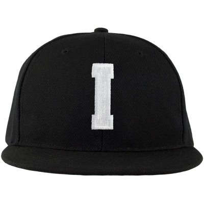 Baseball Caps ABC Embroidered Letter Snapback Cap in Black White with Letters A to Z - I - CA11KSIAOAF $9.91