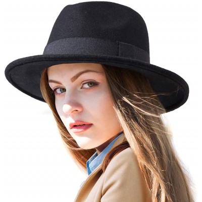 Fedoras Fedora Hats for Women DIY Band Belt Buckle Wool or Straw Wide Brim Beach Sun Hat - CR18ZICXQYC $20.09