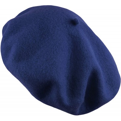 Berets Women's Wool French Beret Cozy Stretchable Beanie Unisex Artist Cap One Size - Dark Blue - CL192UCI3EG $10.77