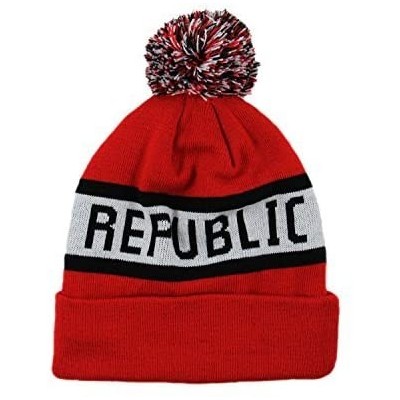 Skullies & Beanies California Republic Fleece Lined Beanie with Pom Pom- Red/Black - CM129KD3PCJ $14.04