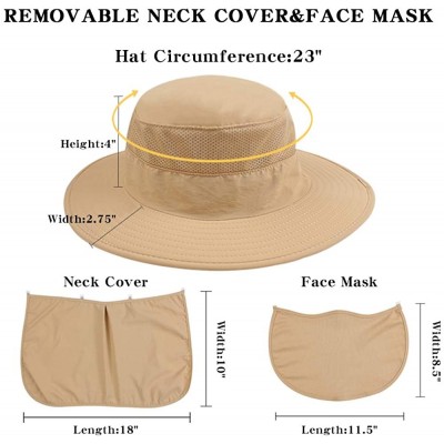 Sun Hats Outdoor Sun Hat Men Women Wide Brim Flap Fishing Cap Neck Flap & Face Cover Mask Hat - Khaki - CA18WGGLUWX $15.73