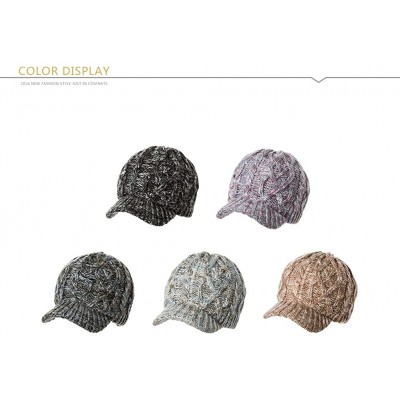 Skullies & Beanies Womens Knit Newsboy Cap Warm Lined Winter Hat 100% Soft Acrylic with Visor - 69242_darkgrey2 - CD18A6WYZX3...