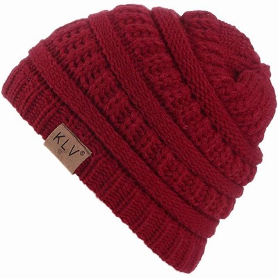 Skullies & Beanies Unisex Classic Knit Beanie Women Men Winter Leopard Hat Adult Soft & Cozy Cute Beanies Cap - Wine Red B - ...