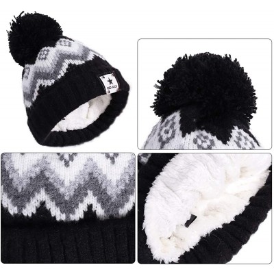 Skullies & Beanies Womens Winter Beanie Hat Warm Knit Skull Hat Scarf Set for Girl Slouchy Thick Fleece Lined Ski Hat with Po...