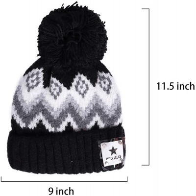 Skullies & Beanies Womens Winter Beanie Hat Warm Knit Skull Hat Scarf Set for Girl Slouchy Thick Fleece Lined Ski Hat with Po...
