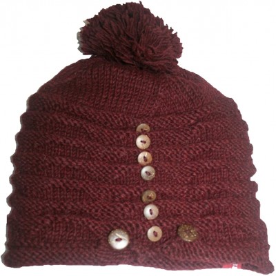 Skullies & Beanies Trendy Ribbed Wool Knit Warm Oversized Chunky Soft Fleece Lined Slouchy Beanie Mitten Hat - Hat - Burgundy...