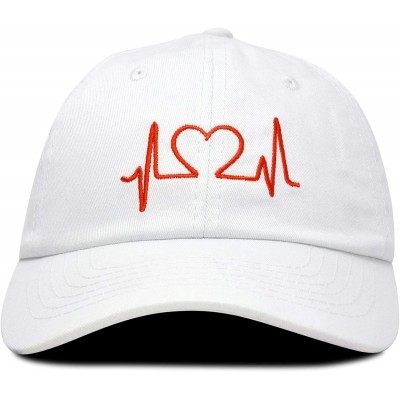 Baseball Caps Heartbeat RN Nurse Hat EKG Baseball Cap Medical Fitness - White-red - C318OGACUI6 $14.24