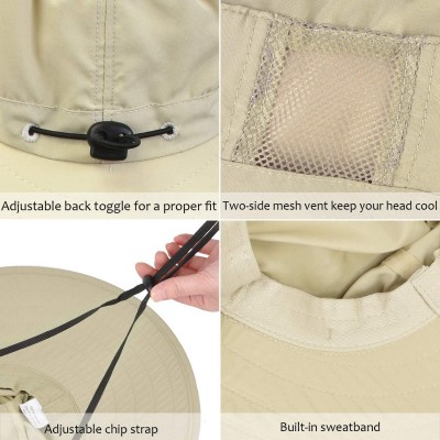 Sun Hats Wide Brim Sun Hat Outdoor UV Protection Safari Cap for Women - Tan - CA180GEWA37 $20.24