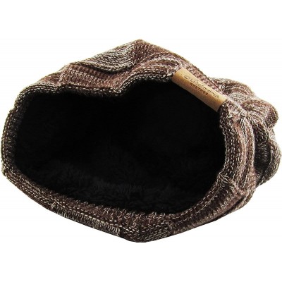 Skullies & Beanies Super Warm Slouchy Fleeced Long Beanie Warm Fur Lined Winter Knit Hat Thick Skull Cap - C818GL8ON8O $13.08