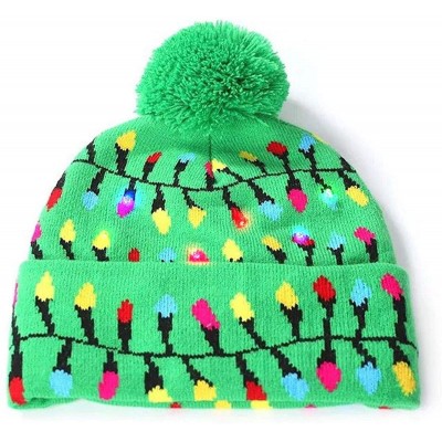 Skullies & Beanies LED Light up Hat Ugly Sweater Holiday Xmas Beanies - Lights Green - CS192309NRQ $11.75