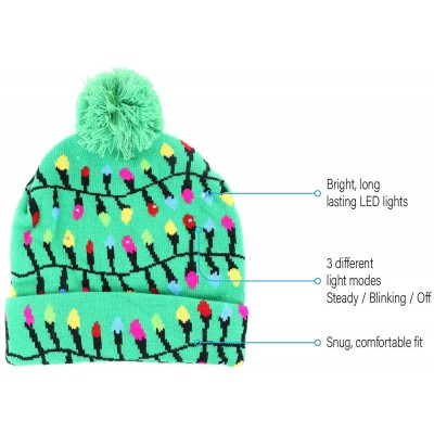 Skullies & Beanies LED Light up Hat Ugly Sweater Holiday Xmas Beanies - Lights Green - CS192309NRQ $11.75