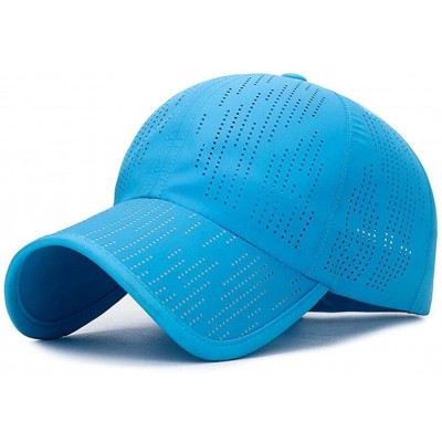 Baseball Caps Plain Breathable Quick Drying Baseball Cap Mesh Sun Hat for Baseball Golf Fishing Outdoor Hats - Sky Blue - CU1...