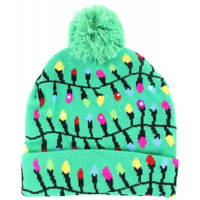 Skullies & Beanies LED Light up Hat Ugly Sweater Holiday Xmas Beanies - Lights Green - CS192309NRQ $11.75