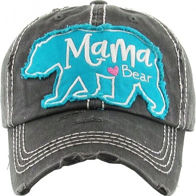 Baseball Caps Women's Mama Bear Washed Vintage Baseball Hat Cap (Black) - CD18EG7WGL8 $20.49