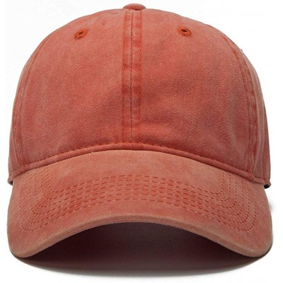 Baseball Caps Vintage Washed Twill Cotton Baseball Caps Low Profile Dad Hat - Orange - CI18QYZNII0 $8.04