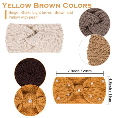 Cold Weather Headbands Headbands Warmers Elastic Scrunchies - Yellow Brown - CD18AOX566T $19.10