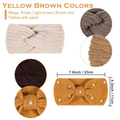 Cold Weather Headbands Headbands Warmers Elastic Scrunchies - Yellow Brown - CD18AOX566T $10.55