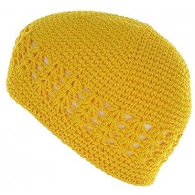 Skullies & Beanies Cotton Kufi Cap - Yellow - CF11QILK7UZ $11.06