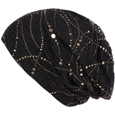 Baseball Caps Women Muslim Soft Hat- Lace Cross Bonnet Hijab Turban Hat Chemo Cap (Many Color for Choose) - Black - C818S4T6W...
