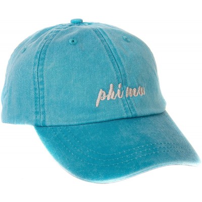 Baseball Caps Phi Mu (N) Baseball Hat Cap Cursive Name Font Adjustable Leather Strap - Bright Blue - C1188U6DIOD $27.00
