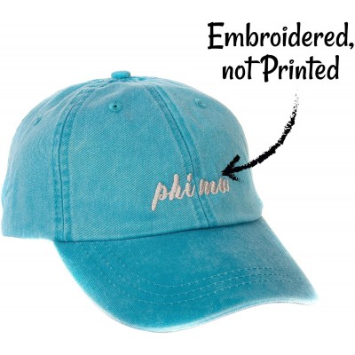 Baseball Caps Phi Mu (N) Baseball Hat Cap Cursive Name Font Adjustable Leather Strap - Bright Blue - C1188U6DIOD $27.00