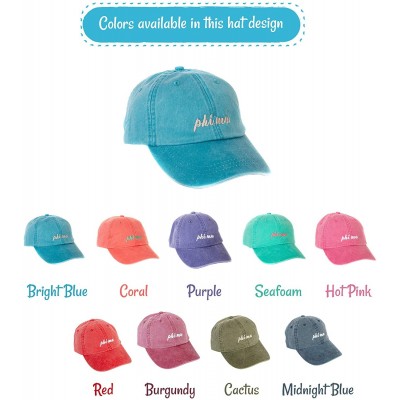 Baseball Caps Phi Mu (N) Baseball Hat Cap Cursive Name Font Adjustable Leather Strap - Bright Blue - C1188U6DIOD $27.00