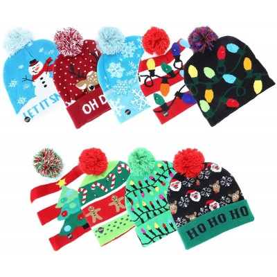 Skullies & Beanies LED Light up Hat Ugly Sweater Holiday Xmas Beanies - Lights Green - CS192309NRQ $11.75