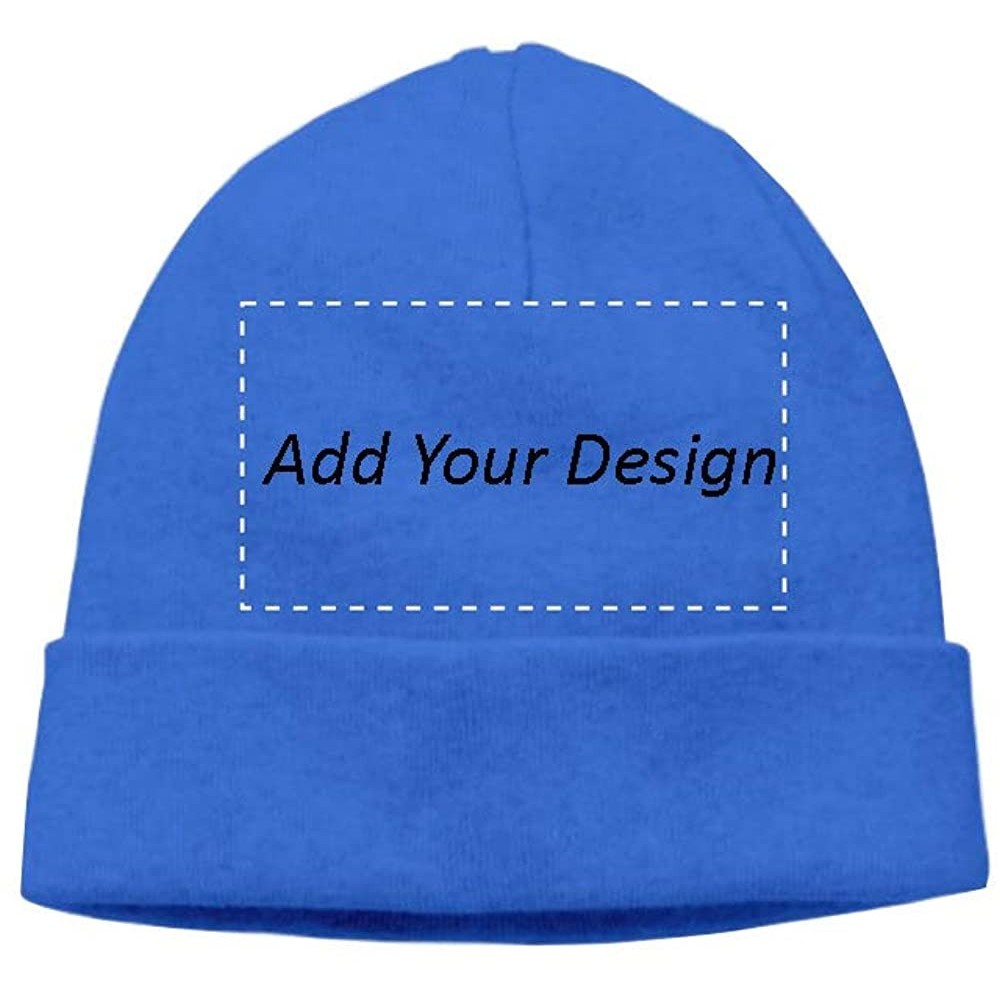 Skullies & Beanies Custom Hat Wool Cuffed Plain Beanie Warm Winter Knit Hats Skull Cap DIY Hat - Blue-2 - C718LXWA4DT $10.76