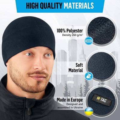 Skullies & Beanies Watch Cap Fleece 260 Mens Winter Hat Military Tactical Skull Cap Beanie - Dark Navy Blue - C8187OAXXZA $13.20