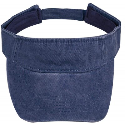 Visors Sun Visor Cap- Washed Cotton Twill Wide Brim Adjustable Visor Golf Hat - 1-navy Blue - CC18SS8GA8T $11.81