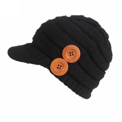 Skullies & Beanies Women Hat-Fashion Women Hats For Winter Beanies Knitted Hats Girls' Rabbit Cap (Black 2) - Black 2 - CE188...