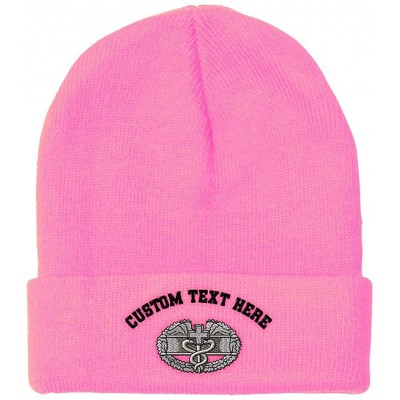Skullies & Beanies Custom Beanie for Men & Women Combat Medic Badge Embroidery Skull Cap Hat - Soft Pink - CO18ZS3Q5OK $16.68
