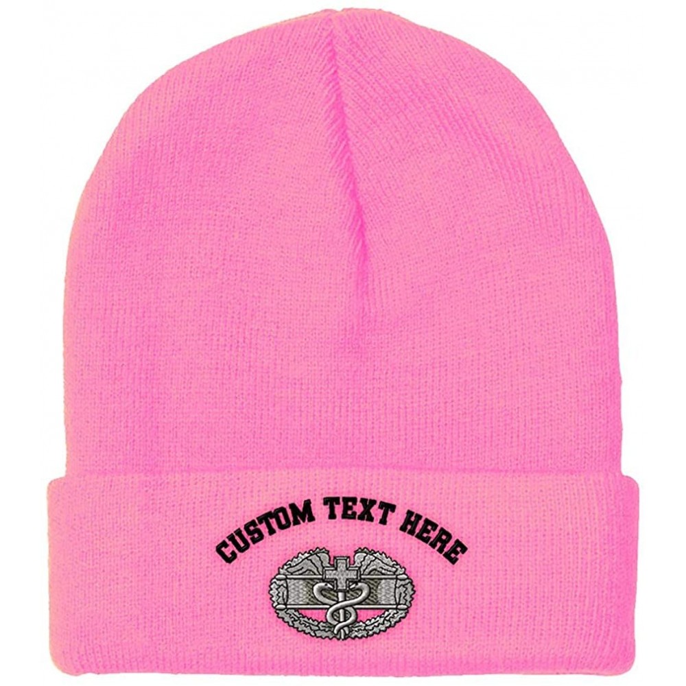 Skullies & Beanies Custom Beanie for Men & Women Combat Medic Badge Embroidery Skull Cap Hat - Soft Pink - CO18ZS3Q5OK $16.68