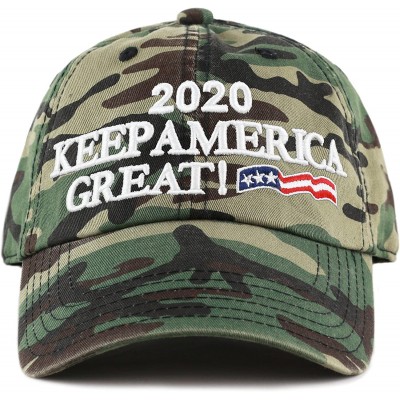 Baseball Caps Trump 2020 President Keep America Great Flag Cotton 3D Cap - Unstructured-woodland Camo - CI18H2QM3WH $10.16