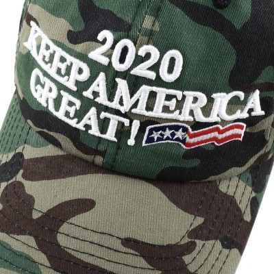 Baseball Caps Trump 2020 President Keep America Great Flag Cotton 3D Cap - Unstructured-woodland Camo - CI18H2QM3WH $10.16