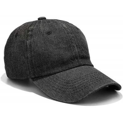 Baseball Caps Washed Baseball Cap Distressed Denim Cotton Dad Hat Adjustable Polo Trucker Unisex Style Hat - Black - C618WZNI...