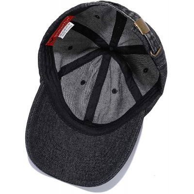 Baseball Caps Washed Baseball Cap Distressed Denim Cotton Dad Hat Adjustable Polo Trucker Unisex Style Hat - Black - C618WZNI...
