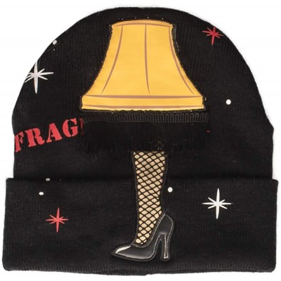Skullies & Beanies Christmas Story Fragile Leg Lamp with Lights & Tassels Cuff Beanie Black - CE18GO6Z8X5 $14.55