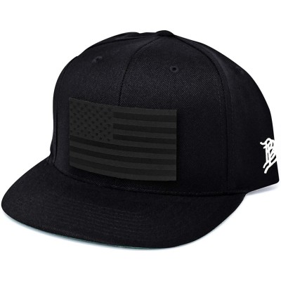Baseball Caps 'Midnight Salute' Black Leather Patch Classic Snapback Hat - One Size Fits All - Black - CR194WSMO6U $50.90