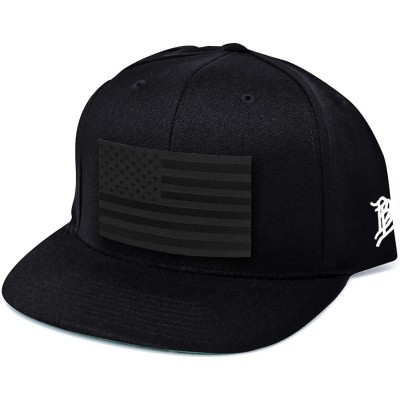 Baseball Caps 'Midnight Salute' Black Leather Patch Classic Snapback Hat - One Size Fits All - Black - CR194WSMO6U $23.95