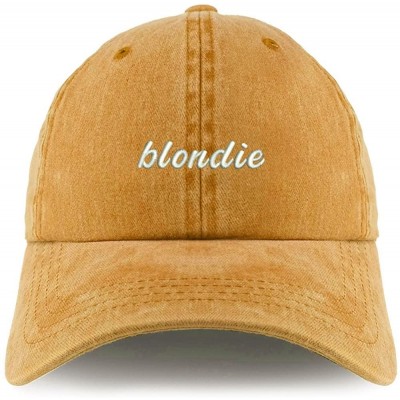 Baseball Caps Blondie Embroidered Pigment Dyed Unstructured Cap - Gold - C918D47G2ZC $13.16