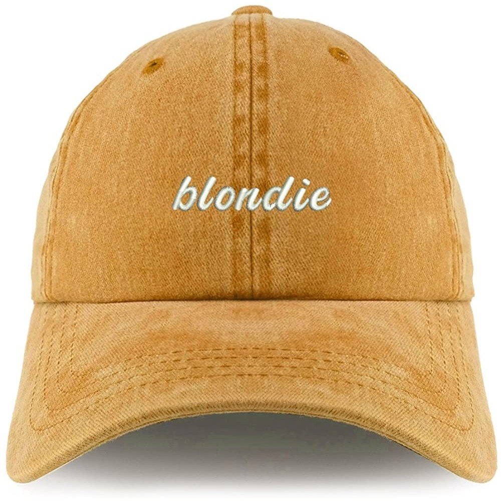 Baseball Caps Blondie Embroidered Pigment Dyed Unstructured Cap - Gold - C918D47G2ZC $13.16