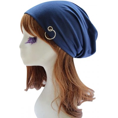 Skullies & Beanies Unisex Winter Wrinkle Knitted Crochet Baggy Hat Beanie Cap Beret - Blue-1 - CO126P63XOT $26.94