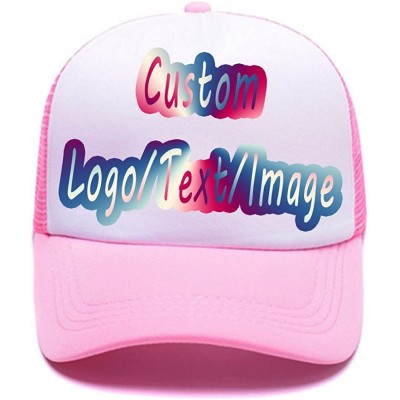 Baseball Caps Custom Ponytail Baseball Cap Personalized Messy Bun Hat Mesh Visor Trucker Hat - Trucker Pink - CE18HCYYUWM $10.04